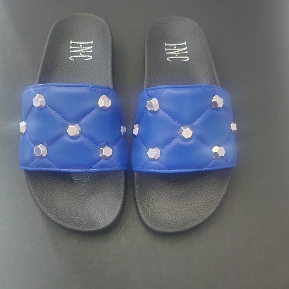 INC International Concepts Women's Blue Slide Sandals